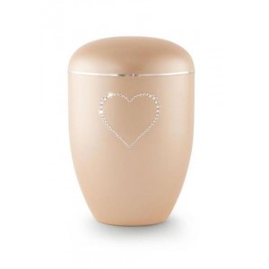 Biodegradable Swarovski Heart Urn (Apricot) - **Forever In Our Hearts**